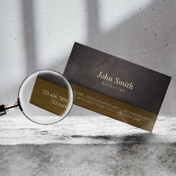 Classy Leather & Wood Detective Business Card by cardfactory at Zazzle
