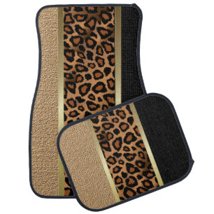 Classy Leopard Animal Print Pattern Tan Car Mat