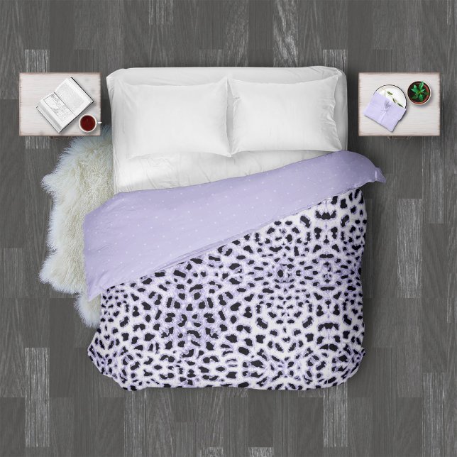 Classy Leopard/Tiny Stars Patterns Violet ID915 Duvet Cover (Creator Uploaded)