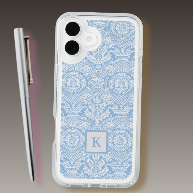 Classy Light Blue Damask Pattern Monogram Tote Bag Speck iPhone Case (Creator Uploaded)
