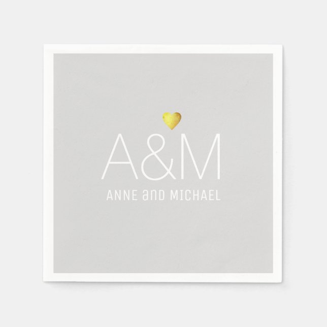 Classy light-gray Wedding Monogrammed Napkins (Front)