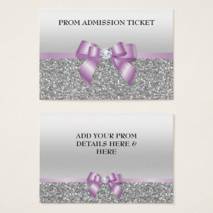 Classy Lilac Bow & Silver Glitter Prom Admission