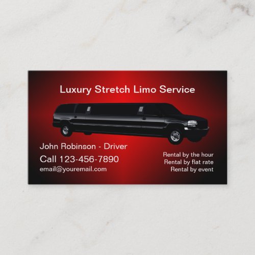 Classy Limo Driver Rental Business Card