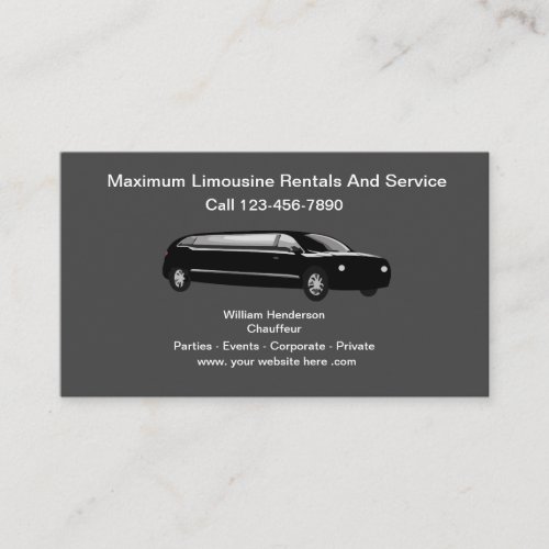 Classy Limousine Chauffeur Service Business Card