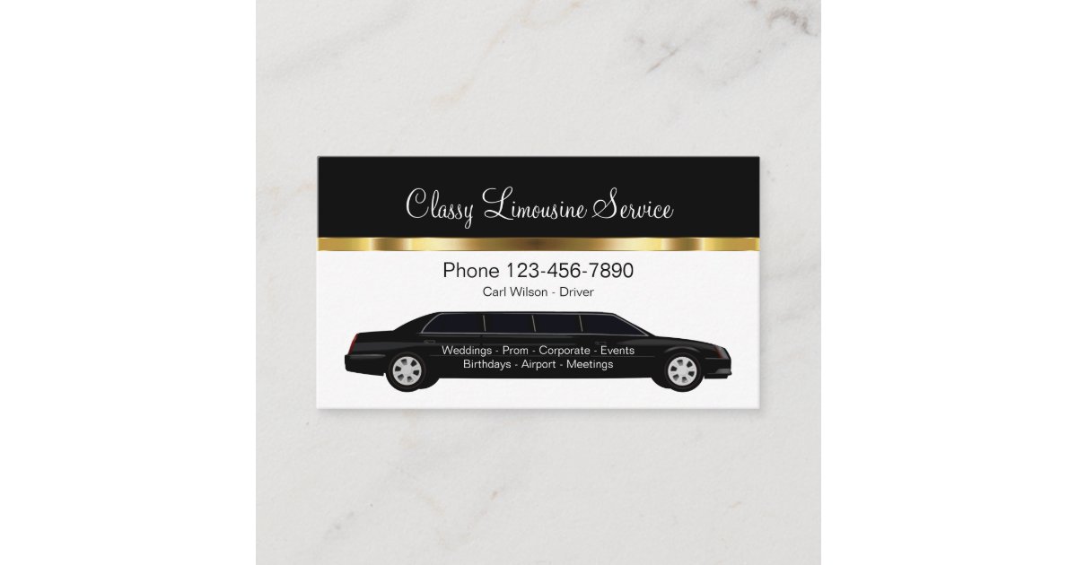Cly Limousine Chauffeur Service Business Card Zazzle Cly Limousine Chauffeur Service