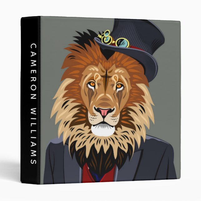 Classy Lion | Add Your Name 3 Ring Binder (Front/Spine)