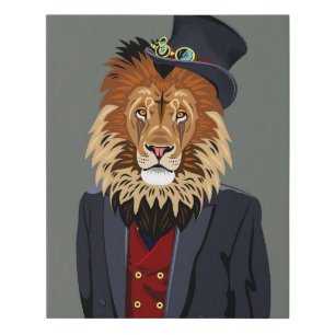 Classy Lion Faux Canvas Print