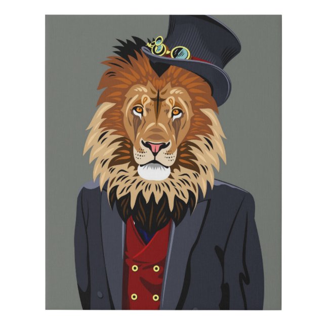 Classy Lion Faux Canvas Print (Front)