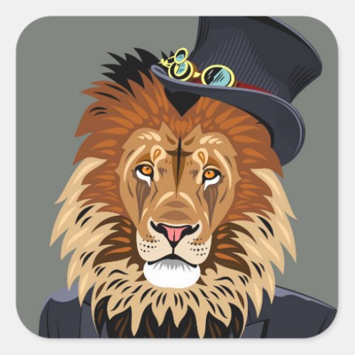 Classy Lion Square Sticker