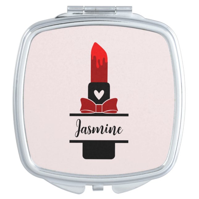 Classy lipstick makeup custom name compact mirror (Front)