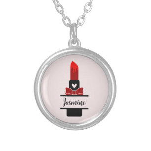 Classy lipstick makeup custom name pendant