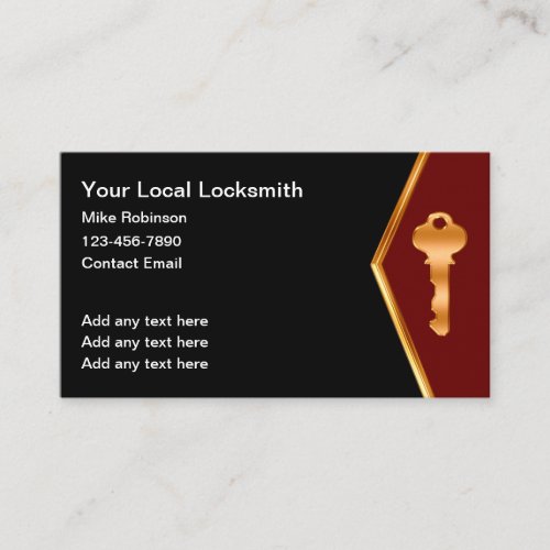 Classy Locksmith Business Cards House Key