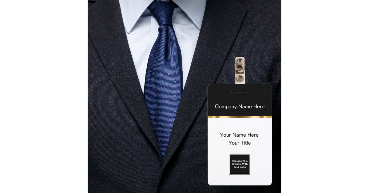Classy Logo Business Name Badges Zazzle