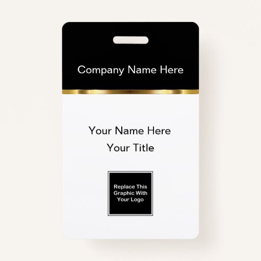 Classy Logo Business Name Badges Zazzle