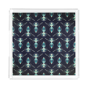 Classy Look of Blue Gems with Glowing Light Acrylic Tray