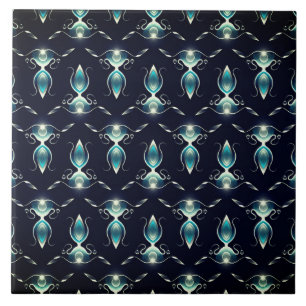 Classy Look of Blue Gems with Glowing Light Ceramic Tile