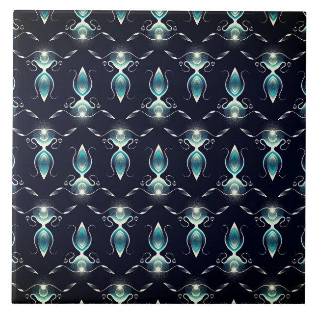 Classy Look of Blue Gems with Glowing Light Ceramic Tile (Front)