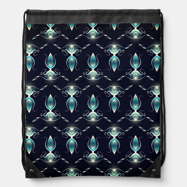 Classy Look of Blue Gems with Glowing Light Drawstring Bag (Front)