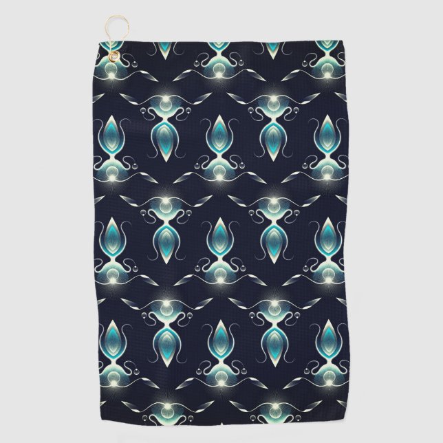 Classy Look of Blue Gems with Glowing Light Golf Towel (Front)