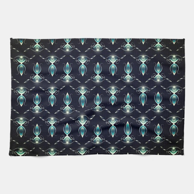Classy Look of Blue Gems with Glowing Light Kitchen Towel (Horizontal)