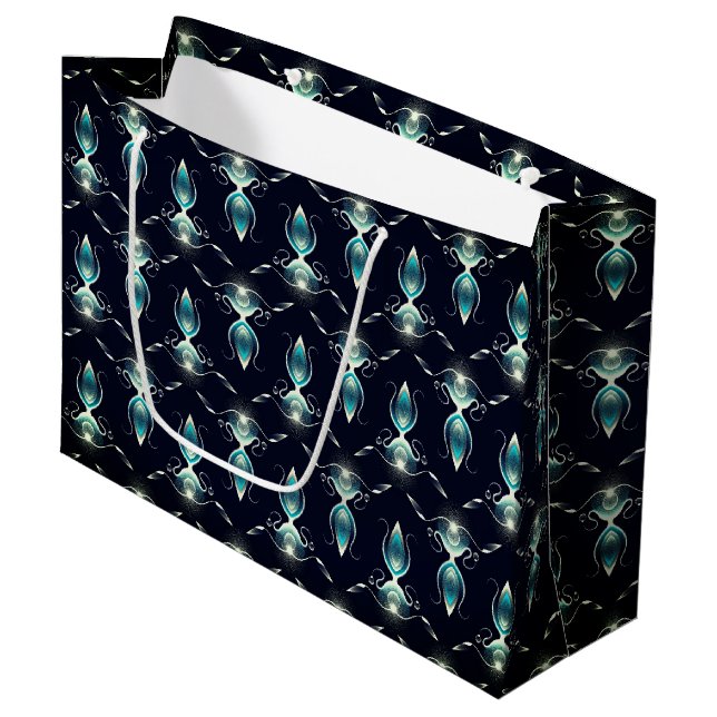 Classy Look of Blue Gems with Glowing Light Large Gift Bag (Front Angled)