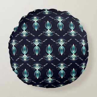 Classy Look of Blue Gems with Glowing Light Round Pillow