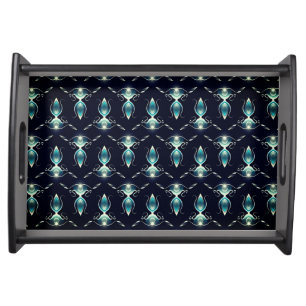 Classy Look of Blue Gems with Glowing Light Serving Tray