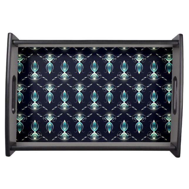 Classy Look of Blue Gems with Glowing Light Serving Tray (Front)
