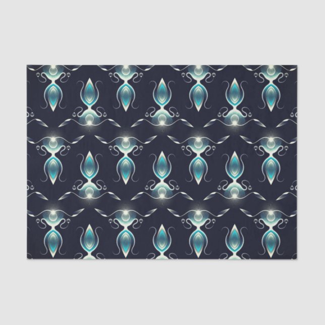 Classy Look of Blue Gems with Glowing Light Tissue Paper (Front)