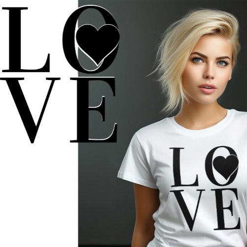 Classy LOVE logo design with black text and heart  T_Shirt