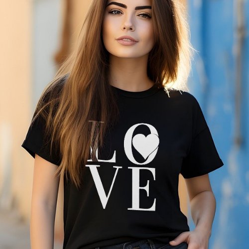 Classy LOVE logo design with white text and heart  T_Shirt