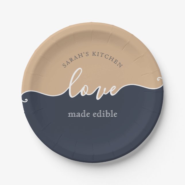 Classy Love made Edible Script  Paper Plates (Front)