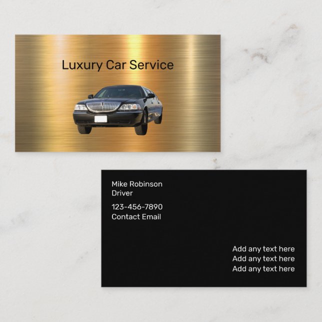 Classy Luxury Car Service Uber Driver Business Card (Front/Back)