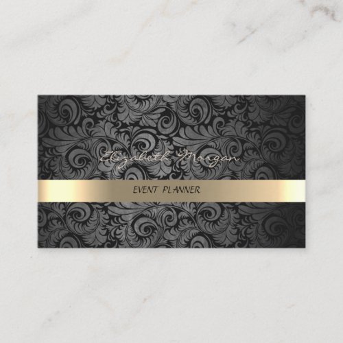 Classy Luxury  Elegant DamaskFaux Gold Business Card