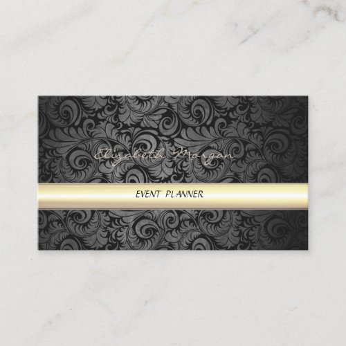 Classy Luxury  Elegant DamaskFaux Gold Business Card