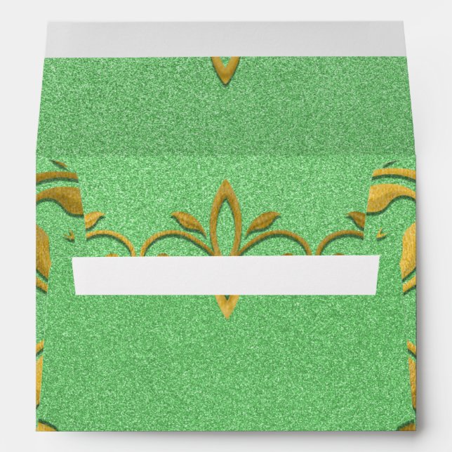 Classy Luxury Elegant Gold And Green Custom  Envelope (Back (Bottom))