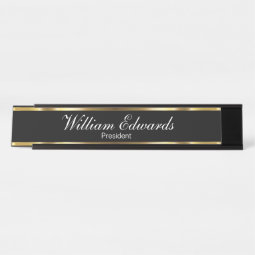 Classy Luxury Gold Black Executive Design Desk Name Plate | Zazzle