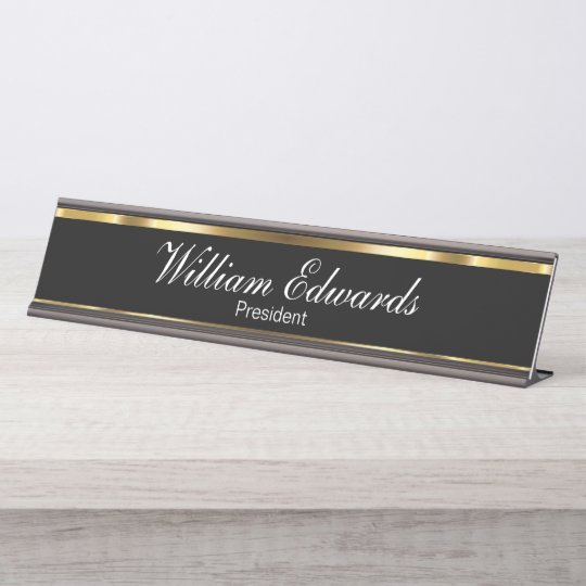 Classy Luxury Gold Black Executive Design Desk Name Plate Zazzle Com