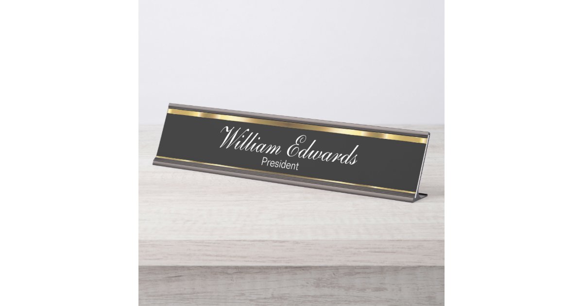 Classy Luxury Gold Black Executive Design Desk Name Plate