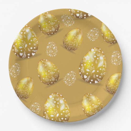 Classy Luxury Gold Easter Eggs Paper Plates