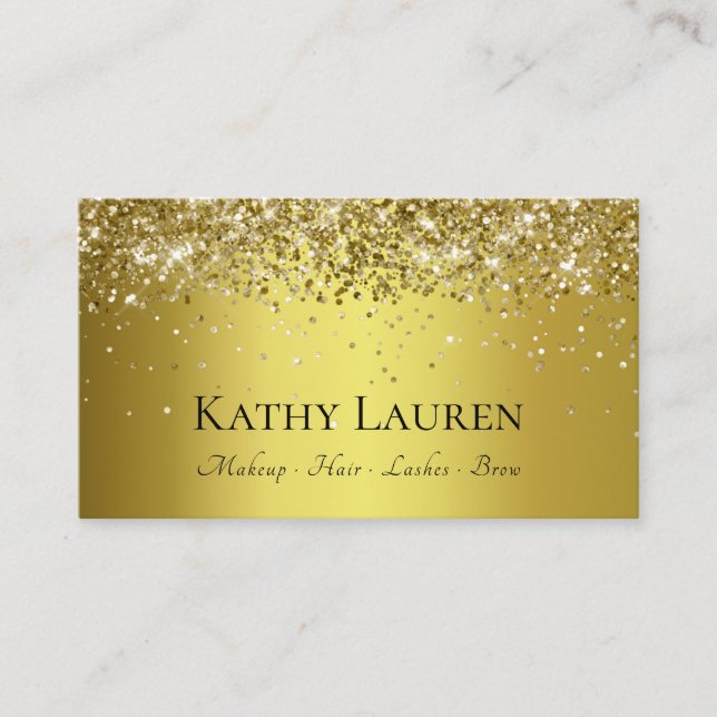 Classy Luxury Gold Glitter Customizable Business Card (Front)