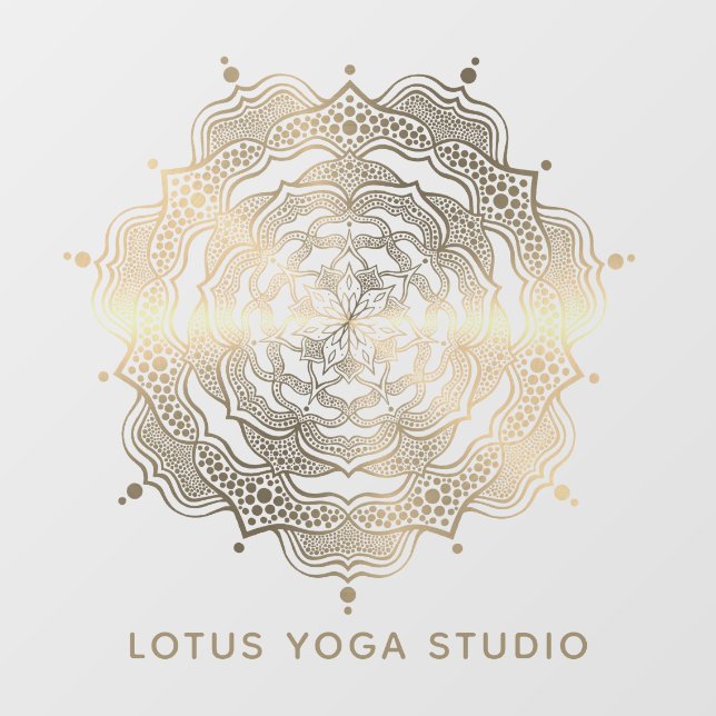 Classy Luxury Golden Mandala Art Reiki Yoga Studio Wall Decal (Front)