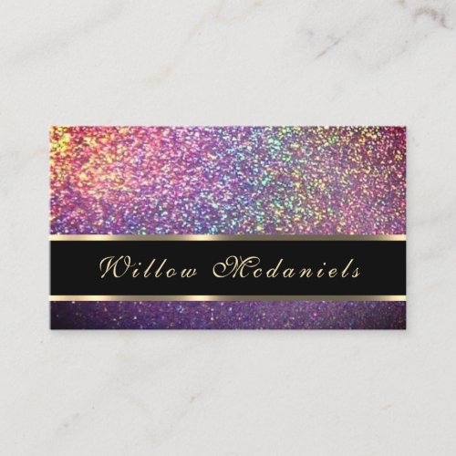 Classy Luxury Rainbow Holographic Faux Glitter Business Card
