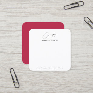 Classy Magenta Handwritten Script Jewelry Display Square Business Card