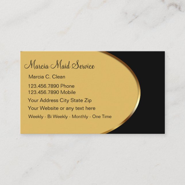Classy Maid Service Business Cards (Front)