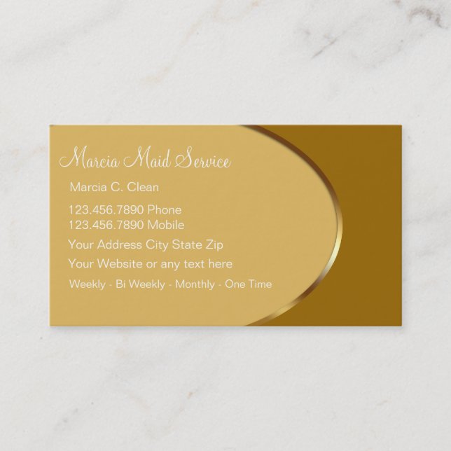 Classy Maid Service Business Cards (Front)