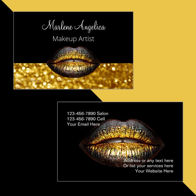 Classy Makeup Artist Glitzy Lips Business Card (Creator Uploaded)