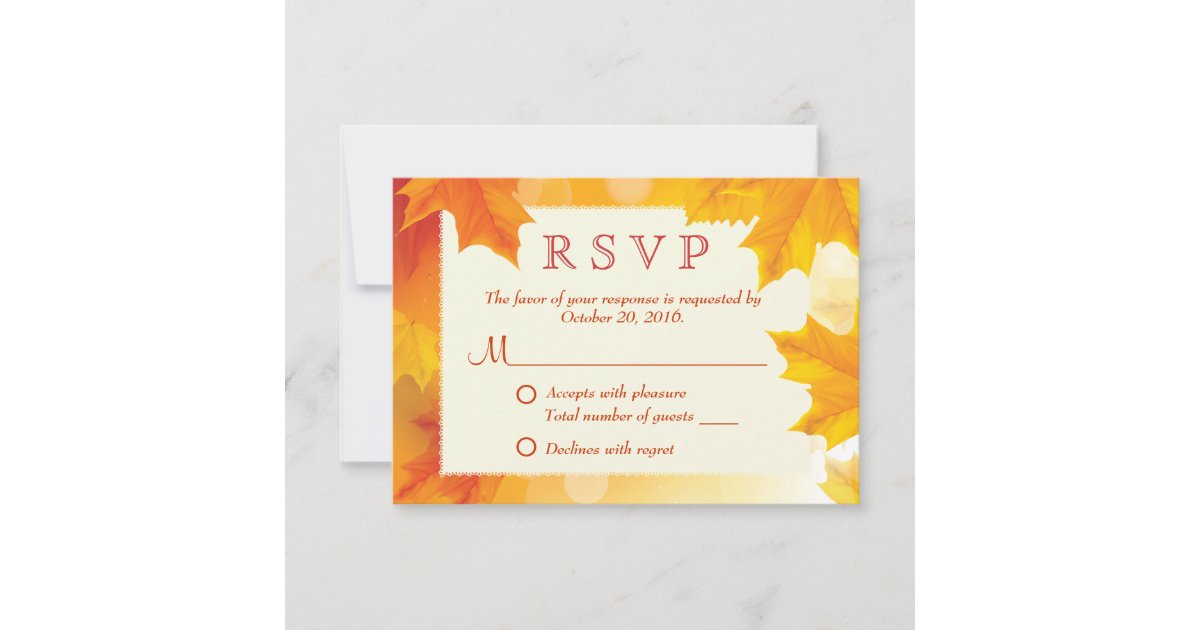 Classy Maple Leaves Fall Wedding RSVP Card | Zazzle