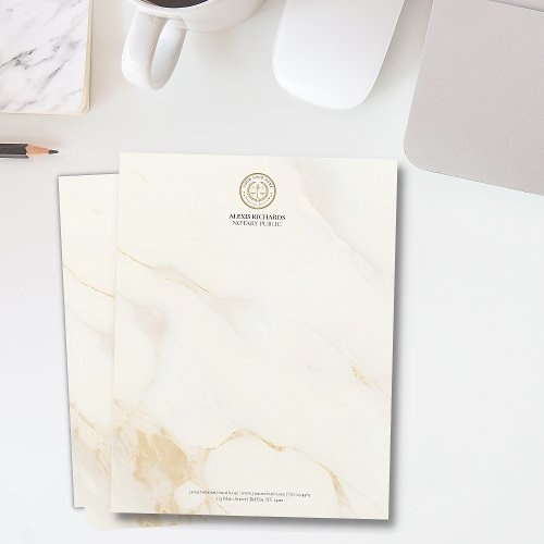 Classy Marble Business Logo Notary Letterhead