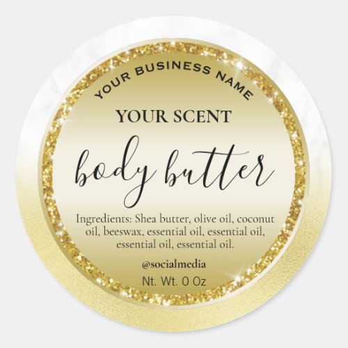 Classy Marble Gold Foil Body Butter Labels